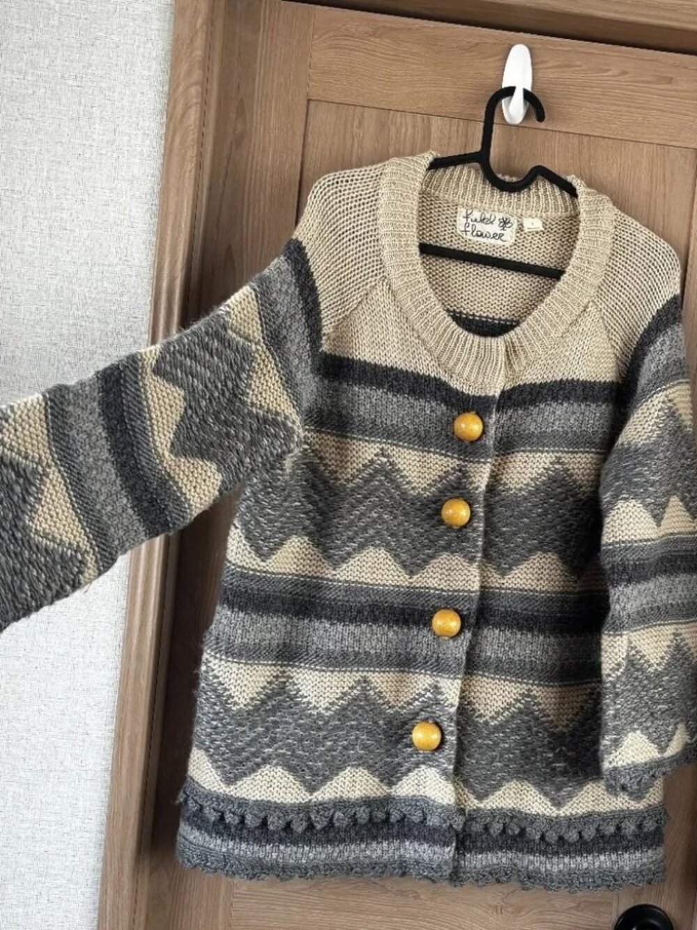 Anthropologie Field Flower Wool Blend Sweater Size L Nordic Fair Isle Cabin